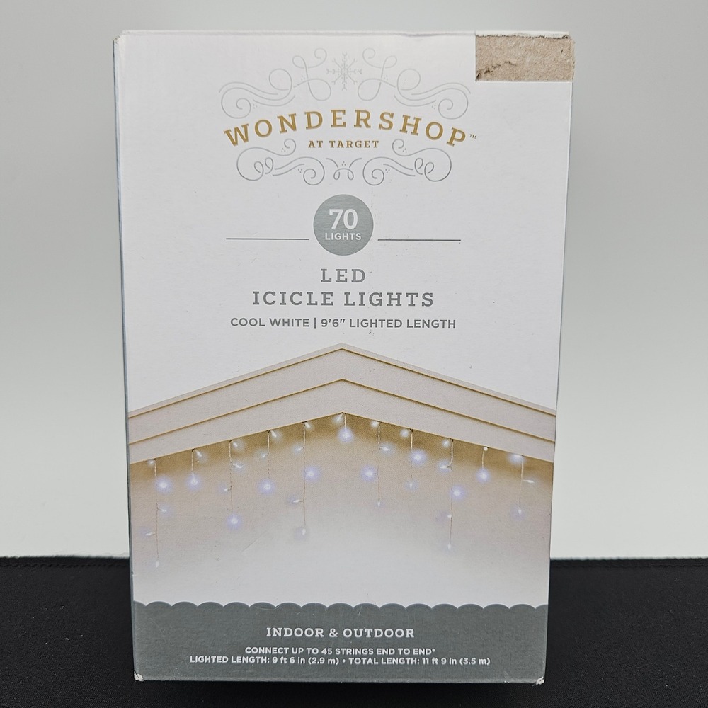Wondershop Target 70 LED Icicle Lights Cool White White Wire 9.5ft IndoorOutdoor